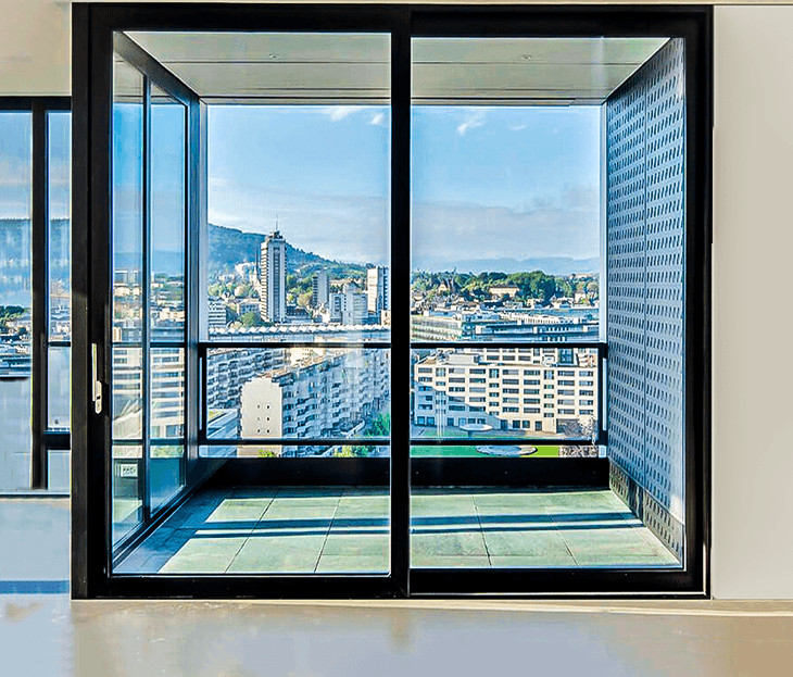 76 Liftdeur Aluminium legering 6063-T6 binnen en buiten Voor particuliere woningen, villa's, commerciële ruimtes, kantoren, grote balkons