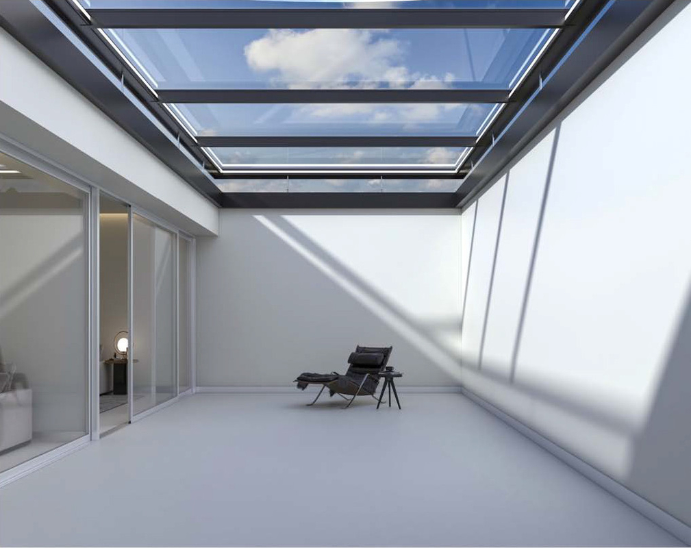 Dubbelglas aluminium elektrisch dakraam dak voor ziekenhuis restaurant hotel huis terras dak