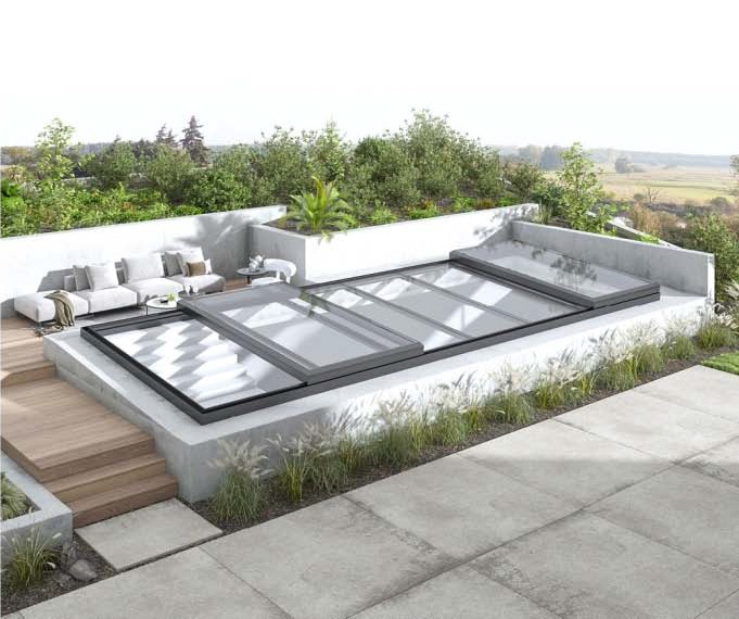 Dubbelglas aluminium elektrisch dakraam dak voor ziekenhuis restaurant hotel huis terras dak