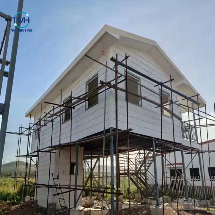 H-frame stalen huis modulaire stalen woonconstructie met 100/50 mm vezel Cem Buitenwand